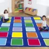 Rainbow Squares Large Square Placement Carpet