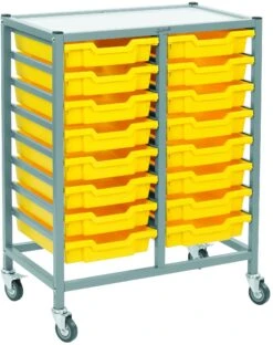 Gratnells Dynamis Collection Shallow Tray 2 Column Storage Trolley
